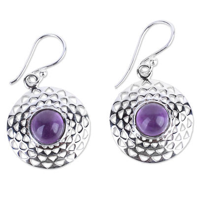 Sterling Silver Amethyst Dangle Earrings from India