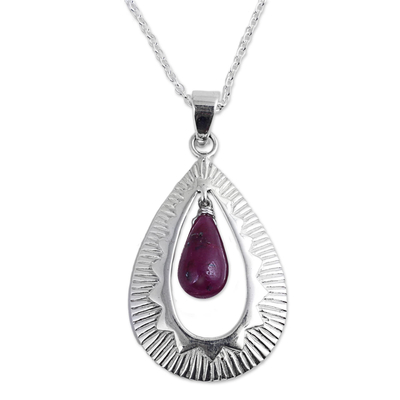 Handcrafted Silver Ruby Pendant Chain Necklace from India