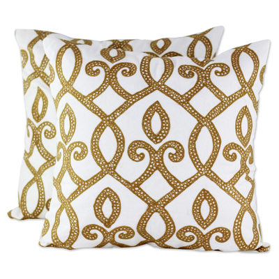 100% Cotton Cushion Cover Pair with Marquise Made in India