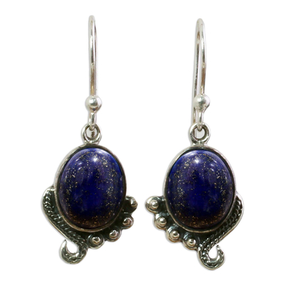 Sterling Silver Lapis Lazuli Dangle Earrings from India