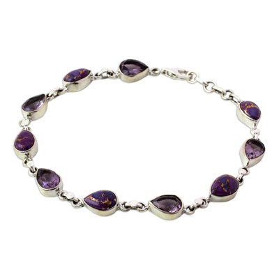 Amethyst Composite Turquoise Link Bracelet from India
