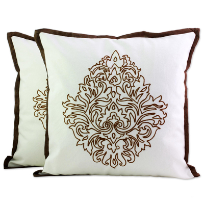 Acrylic Embroidered Cotton Cushion Covers (Pair) from India