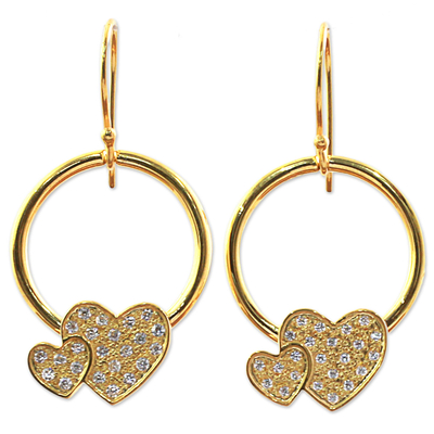 Gold Plated 925 Silver & Cubic Zirconia Butterfly Earrings