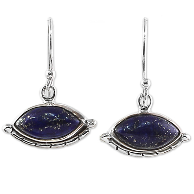 Sterling Silver Lapis Lazuli Dangle Earrings from India