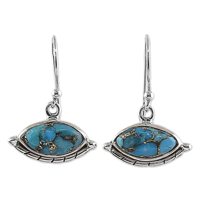 Hand Made Composite Turquoise Dangle Earrings from India