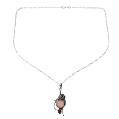 Hand Made Garnet Chalcedony Pendant Necklace from India