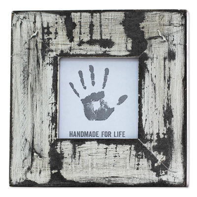 White Distressed Square Photo Frame (3x3) from India
