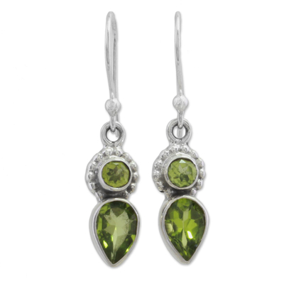 Peridot and Sterling Silver Dangle Earrings from India