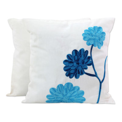 Embroidered Floral Cotton Cushion Covers (Pair) India