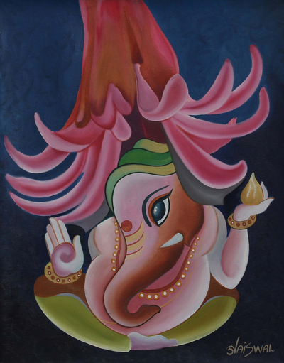 Oil Expressionist Painting of Vinayak from India