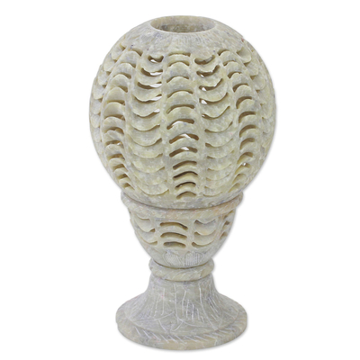 Handcrafted Soapstone Candle Holder from India