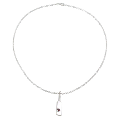 Sterling Silver and Garnet Pendant Necklace from India