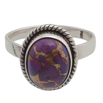Handcrafted Purple Turquoise and Sterling Silver Cocktail Ring