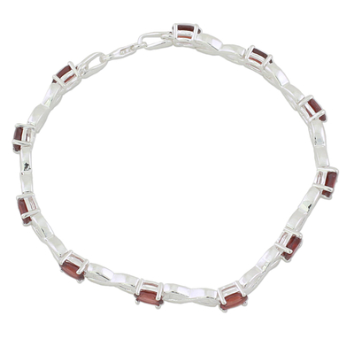 5.5 Carat Garnet and 925 Silver Tennis Bracelet from India
