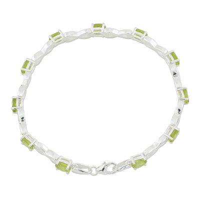 India 925 Silver Jewelry Peridot Tennis Bracelet 5.5 Cts