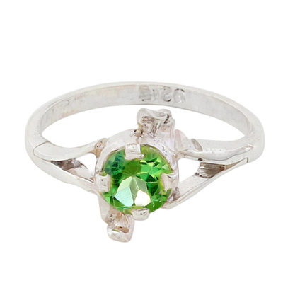 Peridot and Sterling Silver Single Stone Ring from India