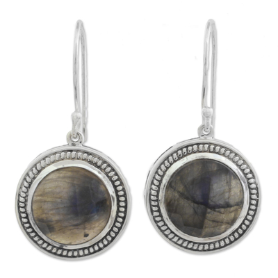 Labradorite and Sterling Silver Dangle Earrings from India