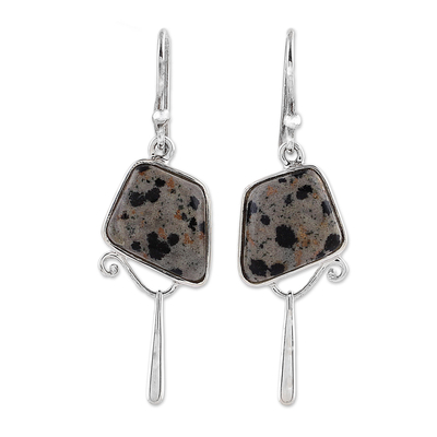 India Dalmatian Jasper and Sterling Silver Dangle Earrings