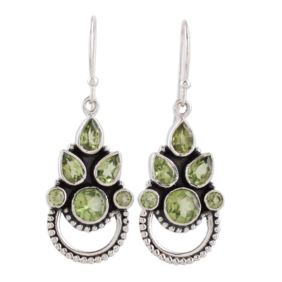 Sterling Silver and Peridot Bollywood Glam Earrings