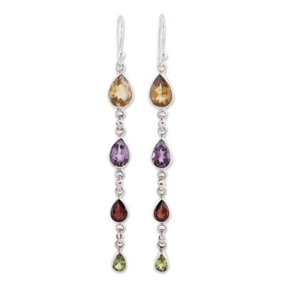 Multi-Gem Citrine Amethyst Garnet and Peridot Earrings