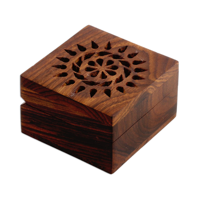 Hand Carved Decorative Mango Wood Box from India