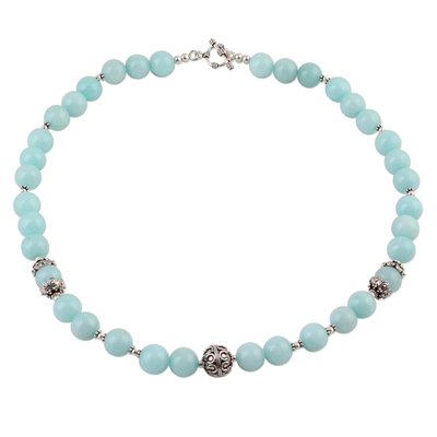 Aqua Aventurine and Sterling Silver Beaded Necklace