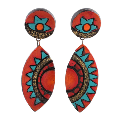 Aztec Ceramic Dangle Earrings by Indian Artisans