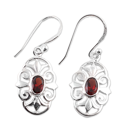 India Garnet and 925 Sterling Silver Dagle Earrings