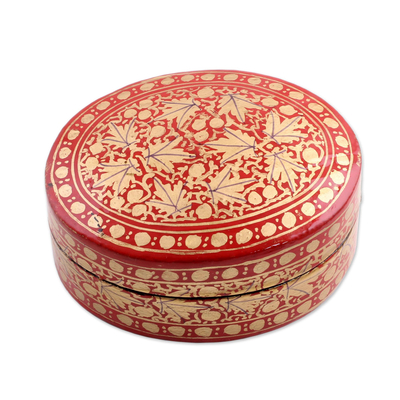 Gold and Red Papier Mache Decorative Box from India