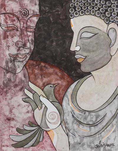 World Peace Project Cubist Painting of Buddha Advising
