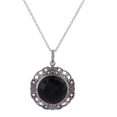 Fair Trade Black Onyx Pendant Necklace Handmade in India