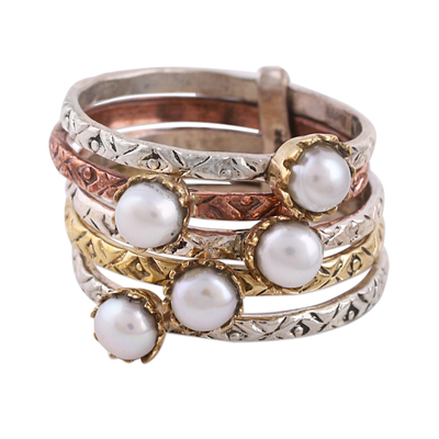 Cultured Pearl and Sterling Silver Ring from India