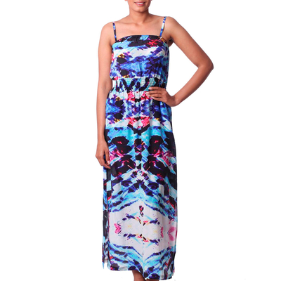 Indian Multi Color Printed Maxi Dress with Adjustable Straps