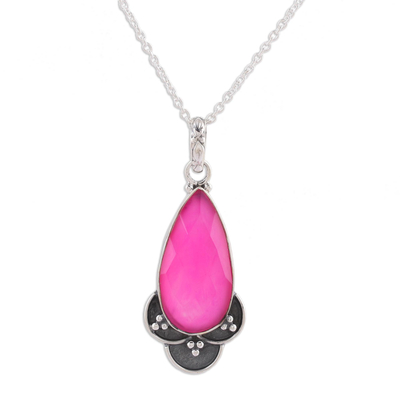 Pink Chalcedony and Sterling Silver Pendant Necklace