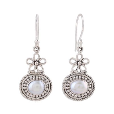 Cultured Pearl and Sterling Silver Dangle Earrings