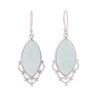 Chalcedony and Sterling Silver Dangle Earrings from India