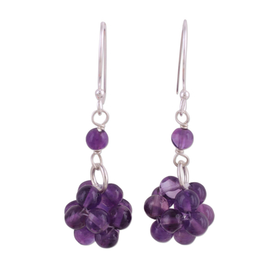 Handmade Amethyst and Sterling Silver Dangle Earrings from India