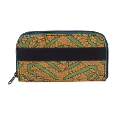 Leather Accent Cotton Appliqué Wallet from India