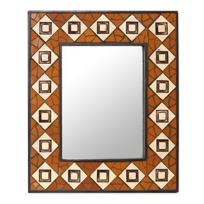 Handcrafted Ceramic Mosaic Wall Mirror from India