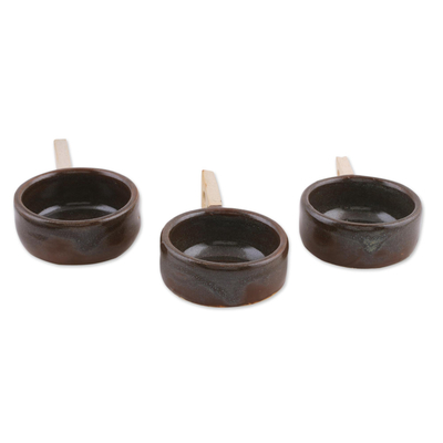Three Handcrafted Ceramic Tealight Holders from India