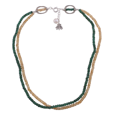 Aventurine Citrine and Cultured Pearl Beaded Necklace
