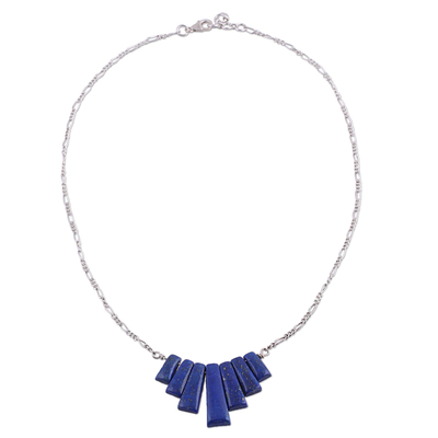 Lapis Lazuli Waterfall Pendant Necklace from India