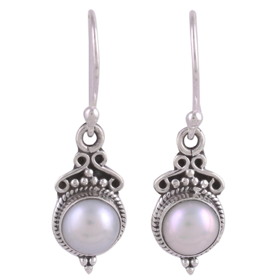Cultured Pearl Sterling Silver Dangle Earrings from India
