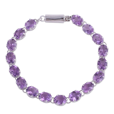 Handcrafted Amethyst Tennis Style Bracelet from India
