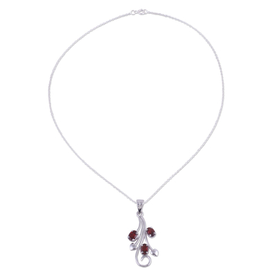 Three Carat Garnet Pendant Necklace on Cable Chain