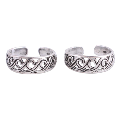 Handcrafted Sterling Silver Pair of Toe Rings from India
