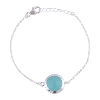 Chalcedony and Sterling Silver Pendant Bracelet from India