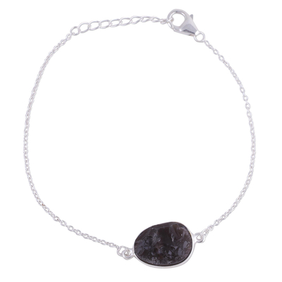 Smoky Quartz Egg-Shaped Pendant Bracelet from India