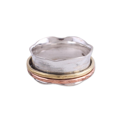 Novica Sterling Silver Copper and Brass Spinner Rings