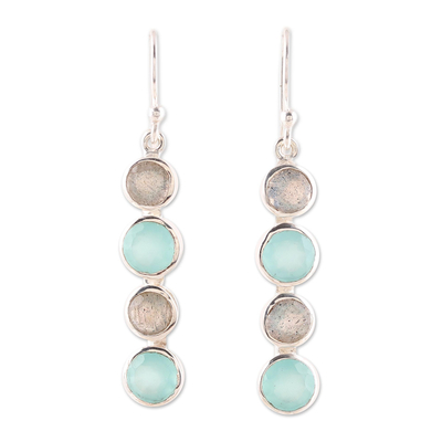 Aqua Chalcedony and Labradorite Handcrafted Earrings